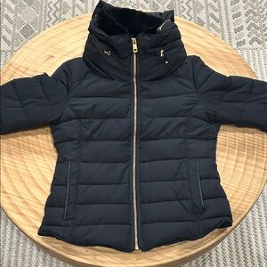 Zara Black Puffer Jacket with Gold Accents